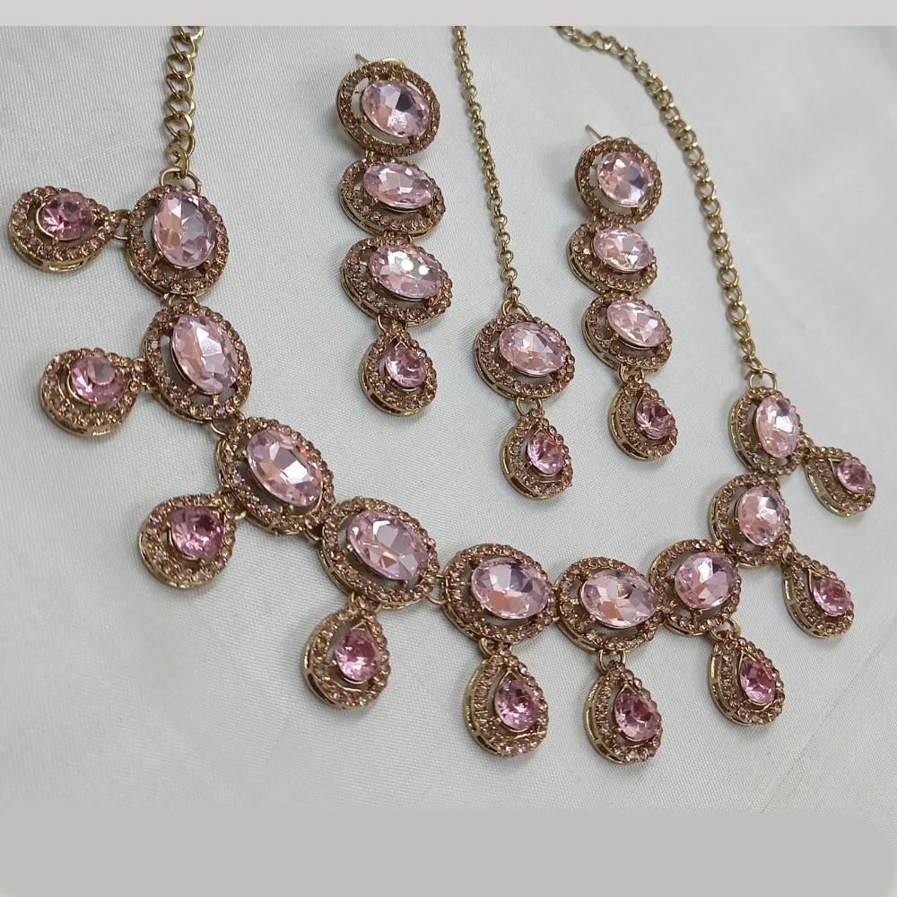 NAFJ Gold Plated Crystal Stone And Austrian Stone Necklace Set