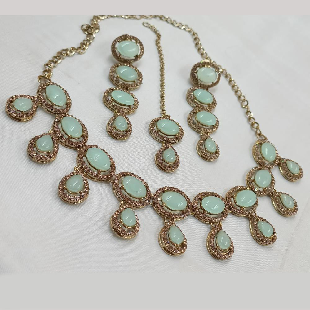 NAFJ Gold Plated Crystal Stone And Austrian Stone Necklace Set