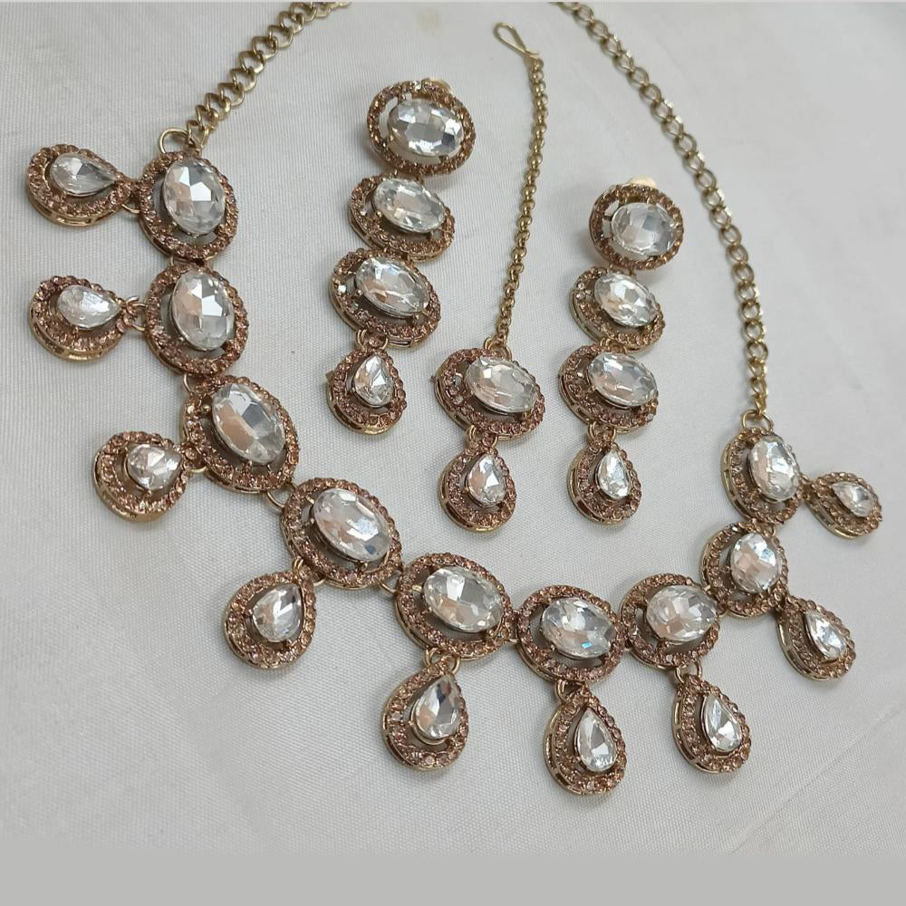 NAFJ Gold Plated Crystal Stone And Austrian Stone Necklace Set