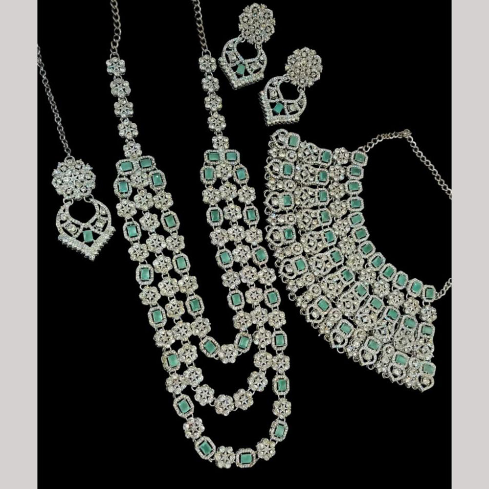 NAFJ Silver Plated Crystal Stone Necklace Combo Set