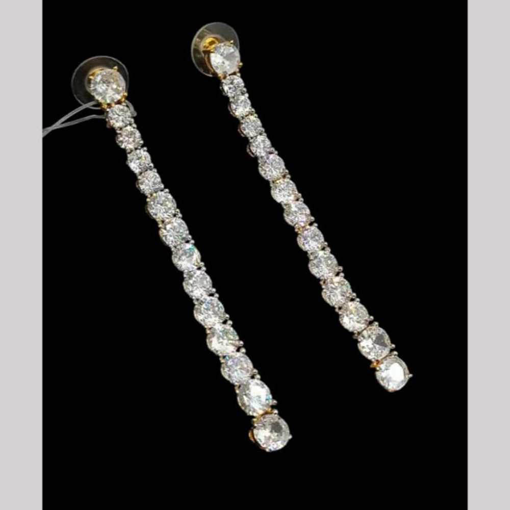 NAFJ Gold Plated American Diamonds Dangler Earrings
