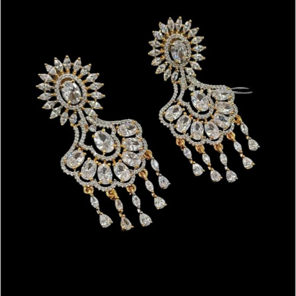 NAFJ Gold Plated American Diamonds Dangler Earrings