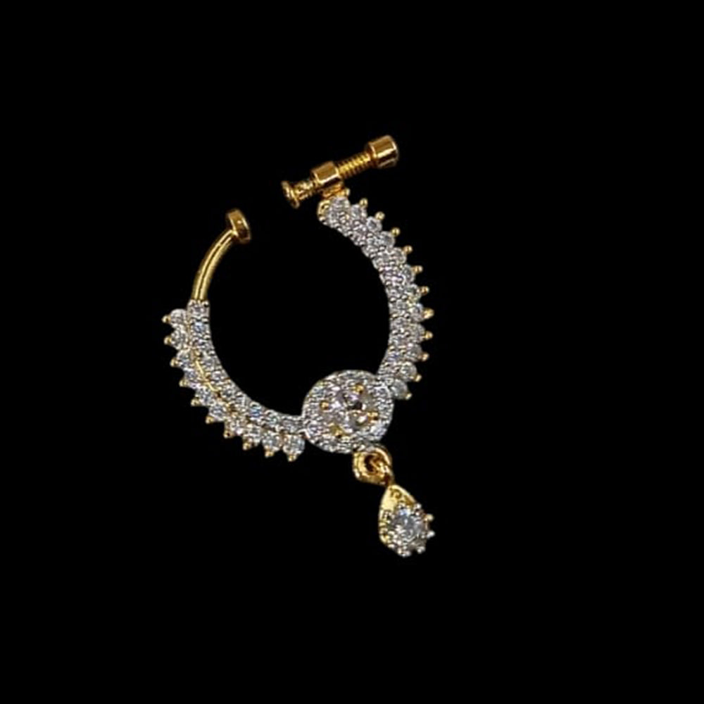 NAFJ Gold Plated Austrian Stone Nose Ring