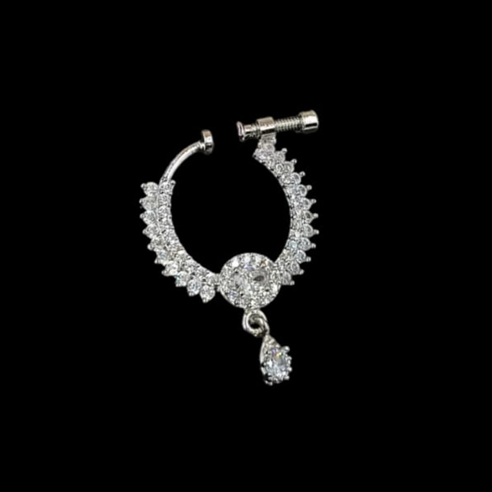 NAFJ Silver Plated Austrian Stone Nose Ring
