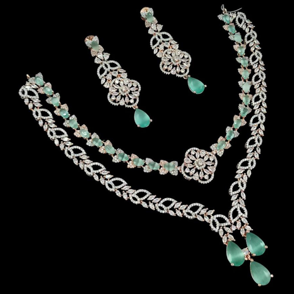 NAFJ Silver Plated American Diamond Necklace Set