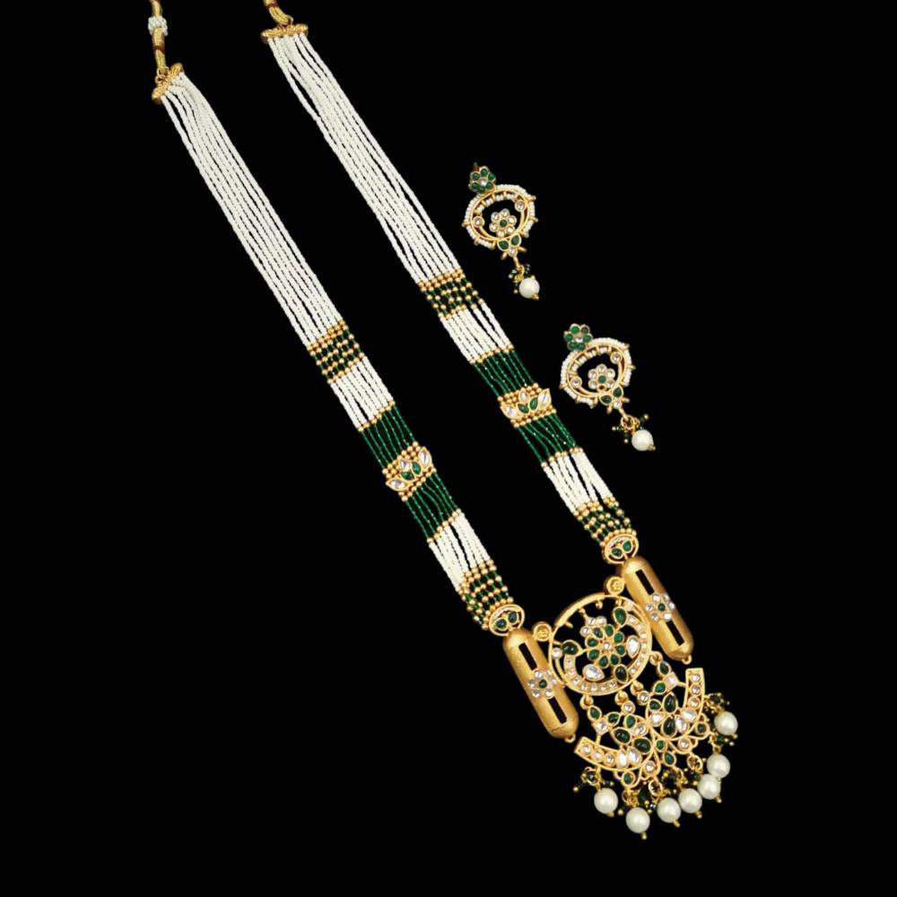 NAFJ Gold Plated Pearl Long Necklace Set