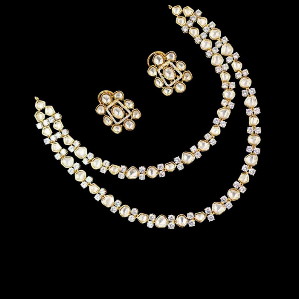 NAFJ Gold Plated Kunda Stone Necklace Set
