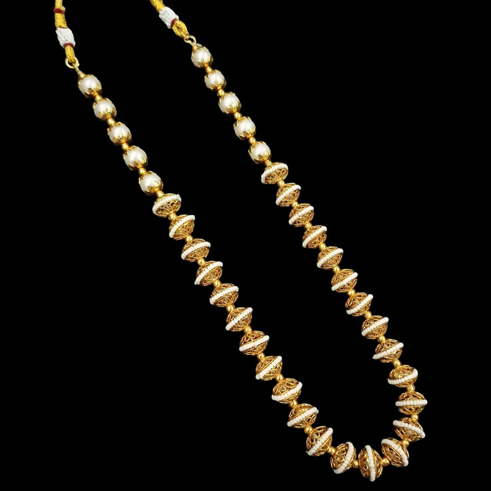 NAFJ Gold Plated Pearls Long Necklace Set