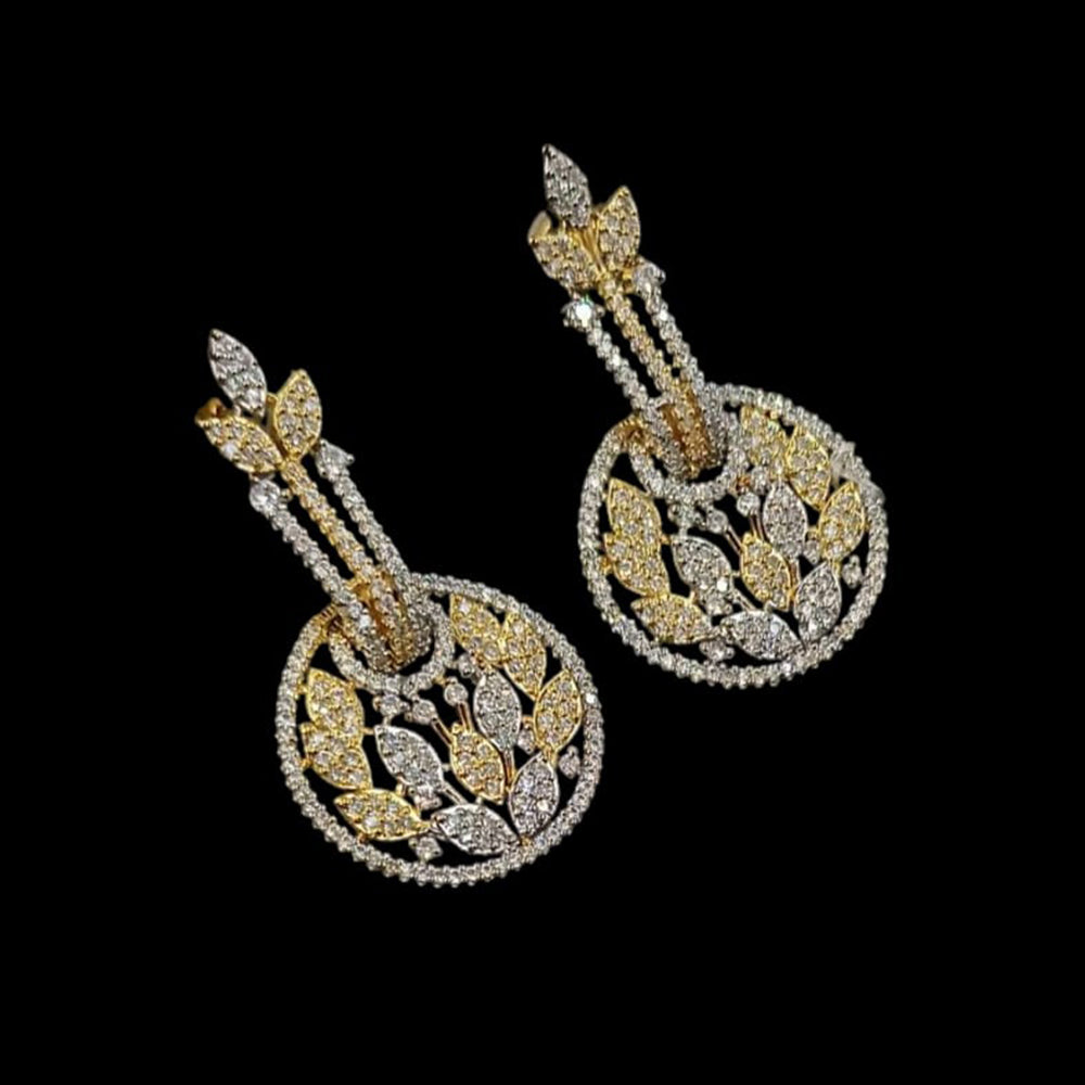 NAFJ Gold Plated American Diamonds Dangler Earrings
