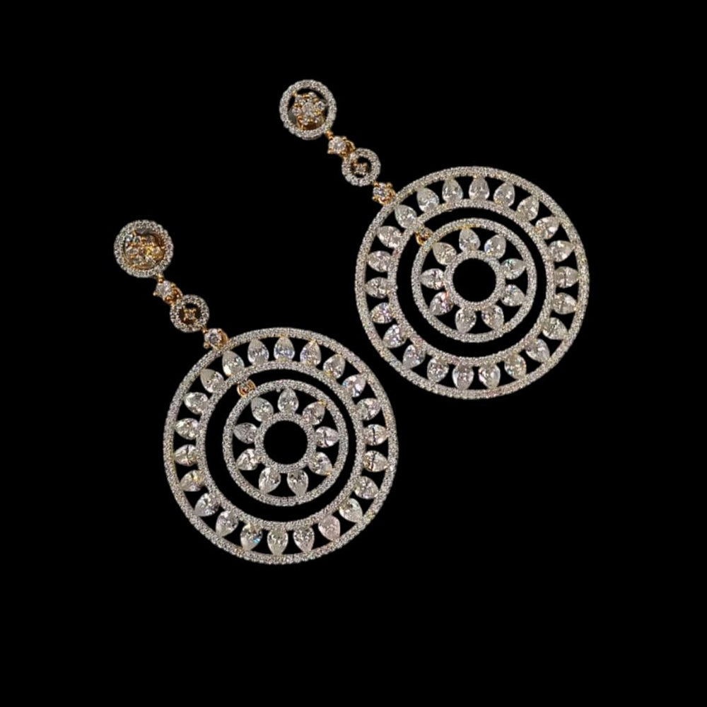 NAFJ Gold Plated American Diamonds Dangler Earrings