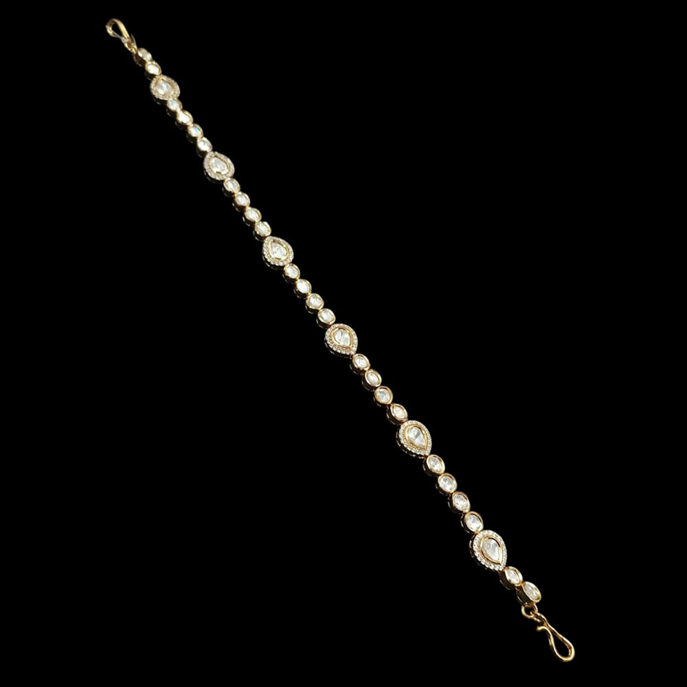 NAFJ Gold Plated Polki Kundan Stone Sheeshphool