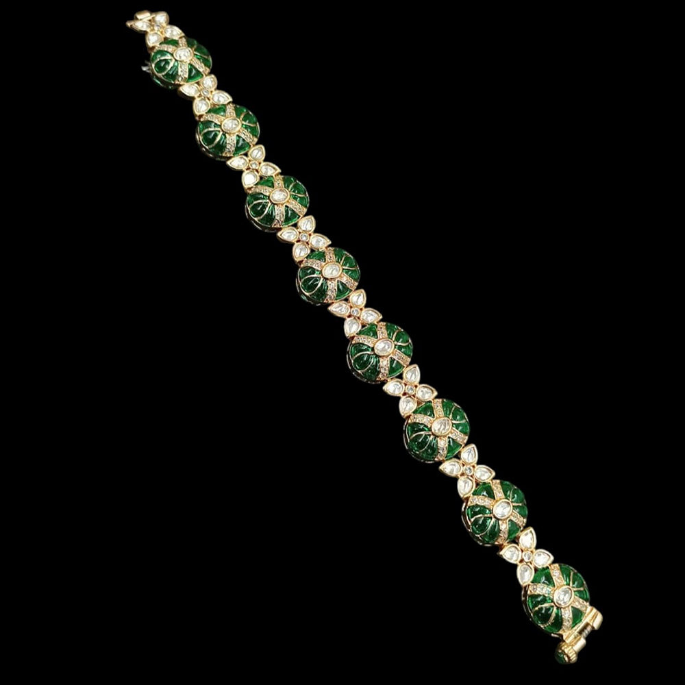 NAFJ Gold Plated Polki Kundan Stone Bracelet