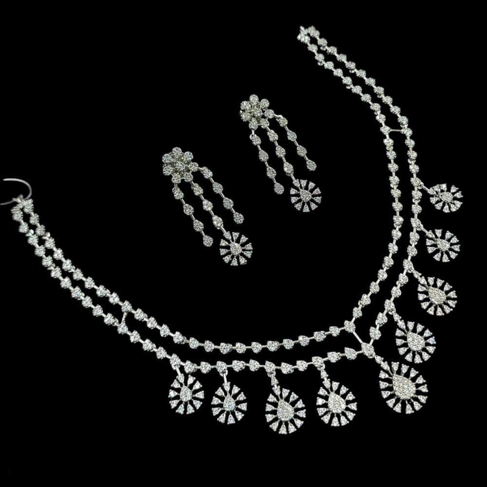NAFJ Elegant Silver Plated Austrian Stone Necklace Set