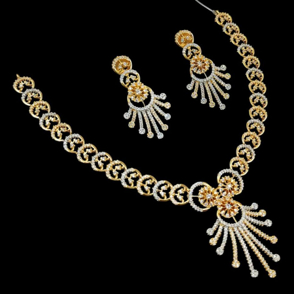 NAFJ Elegant 2 Tone Plated Austrian Stone Necklace Set