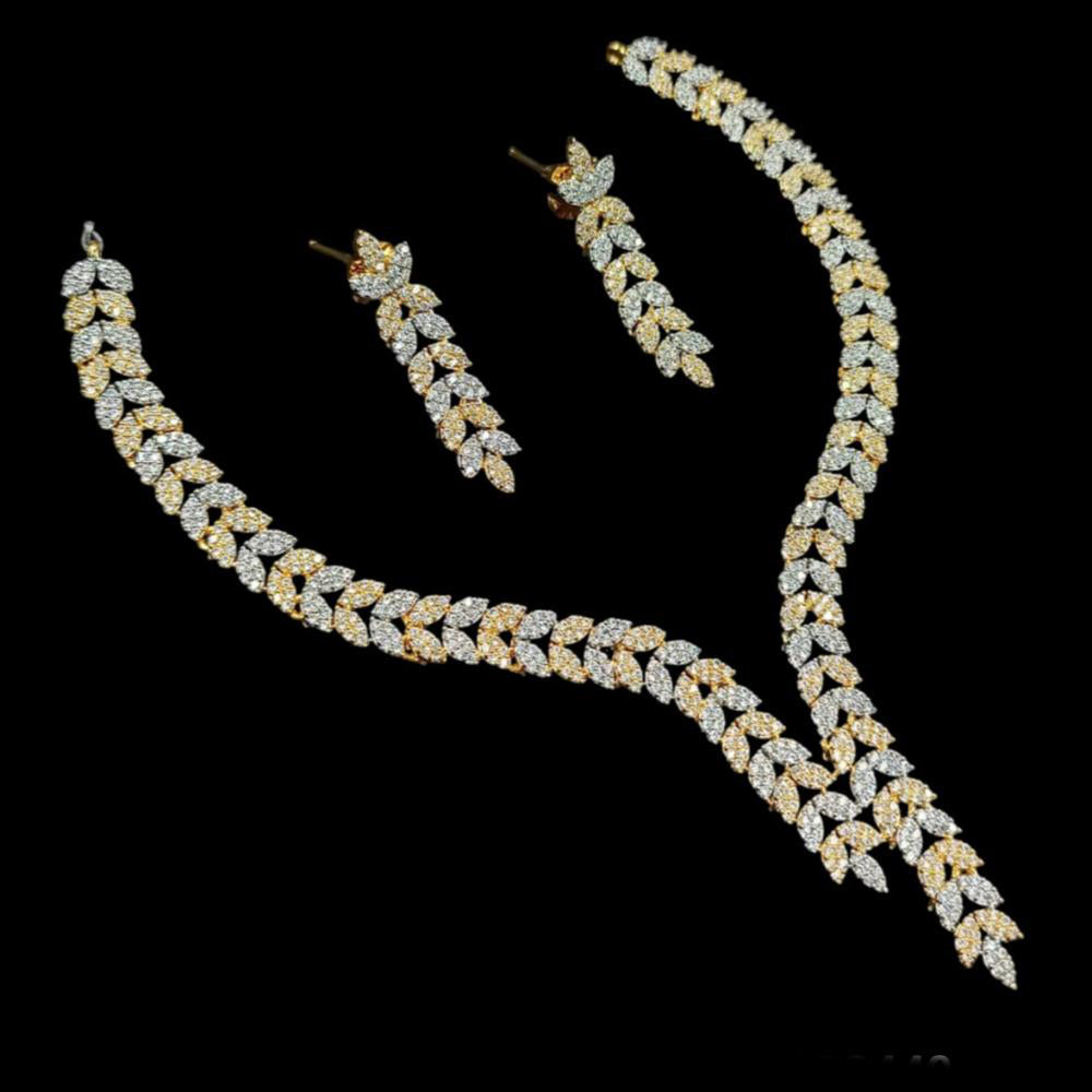 NAFJ Elegant 2 Tone Plated Austrian Stone Necklace Set