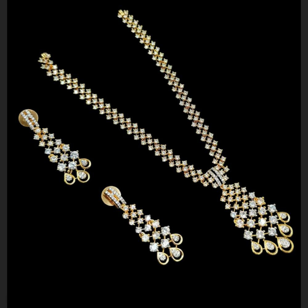 NAFJ Elegant 2 Tone Plated Austrian Stone Necklace Set