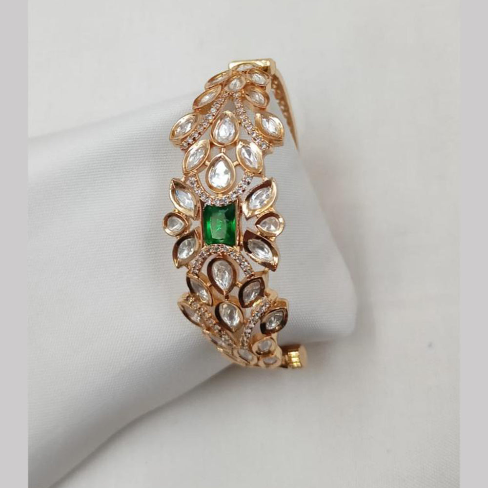 NAFJ Designer Gold Plated Polki Kundan Openable Bracelet