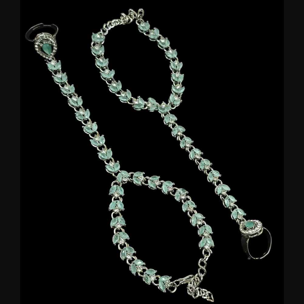 NAFJ Elegant Silver Plated Crystal Stone Hand Harness