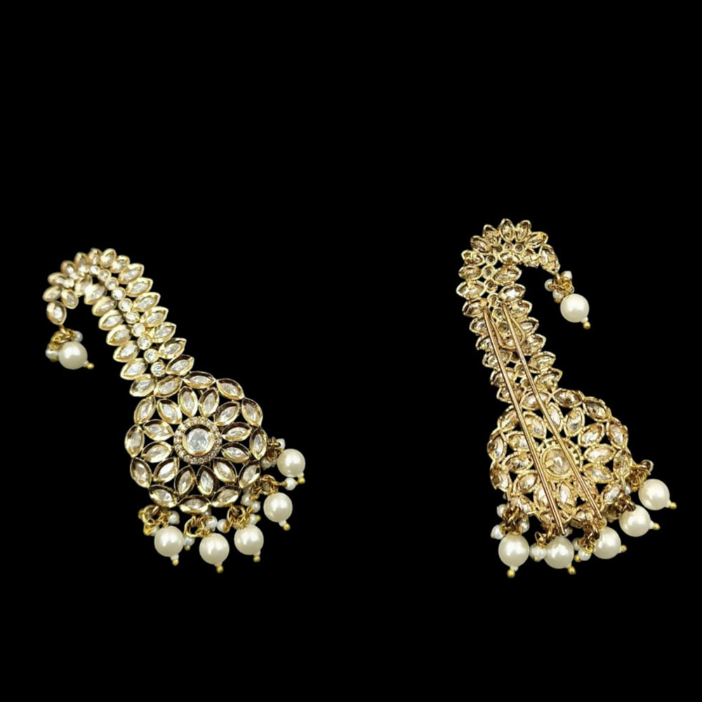 NAFJ Regal Spark Gold Plated Crystal Stone Brooch for Pheta / Saafa / Kalangi