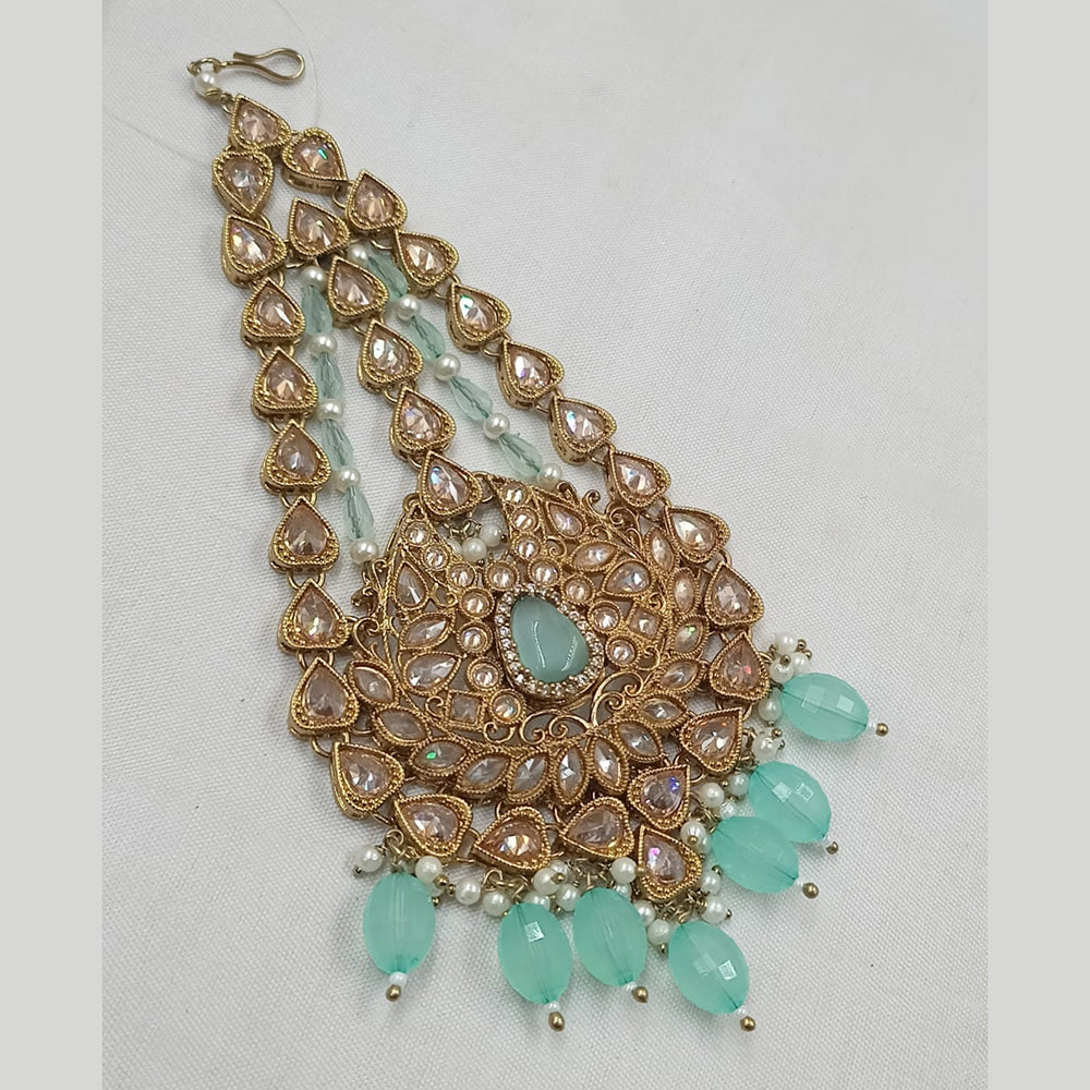 NAFJ Gold Plated Crystal Stone Pearls And Beads Pasa