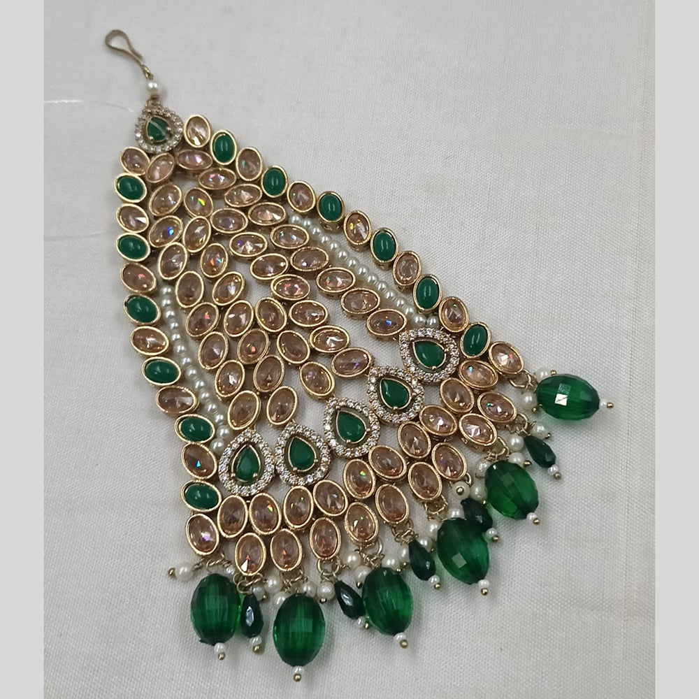 NAFJ Gold Plated Crystal Stone Pearls And Beads Pasa