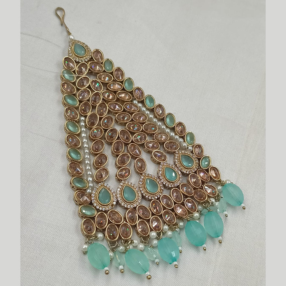 NAFJ Gold Plated Crystal Stone Pearls And Beads Pasa