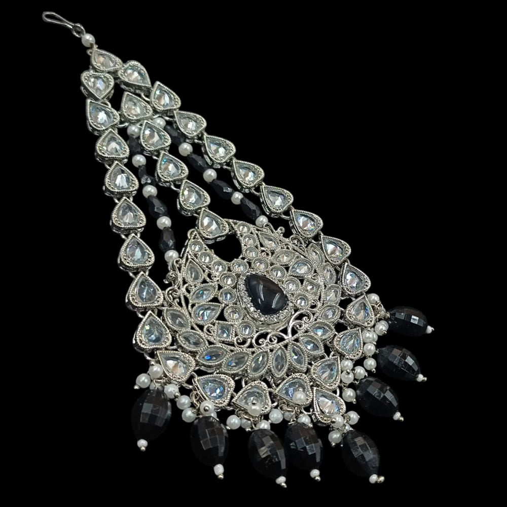 NAFJ Silver Plated Crystal Stone Pearls And Beads Pasa