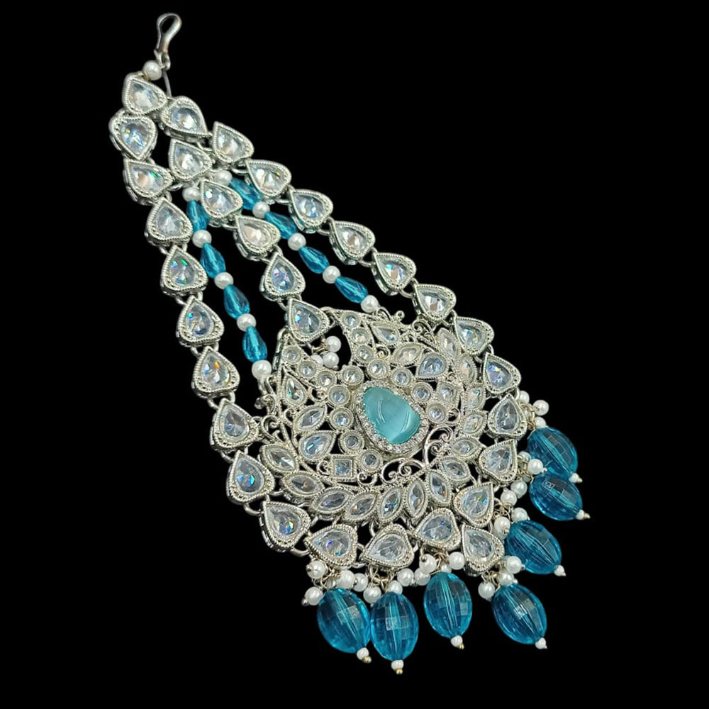 NAFJ Silver Plated Crystal Stone Pearls And Beads Pasa