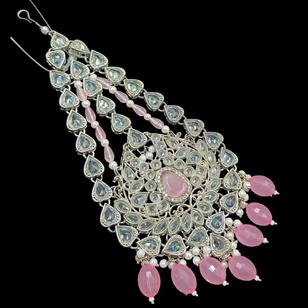 NAFJ Silver Plated Crystal Stone Pearls And Beads Pasa