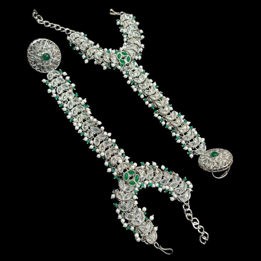 NAFJ Silver Plated Crystal Stone Hand Harness