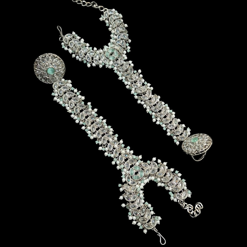 NAFJ Silver Plated Crystal Stone Hand Harness