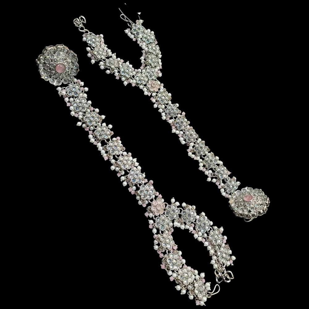 NAFJ Silver Plated Crystal Stone Hand Harness