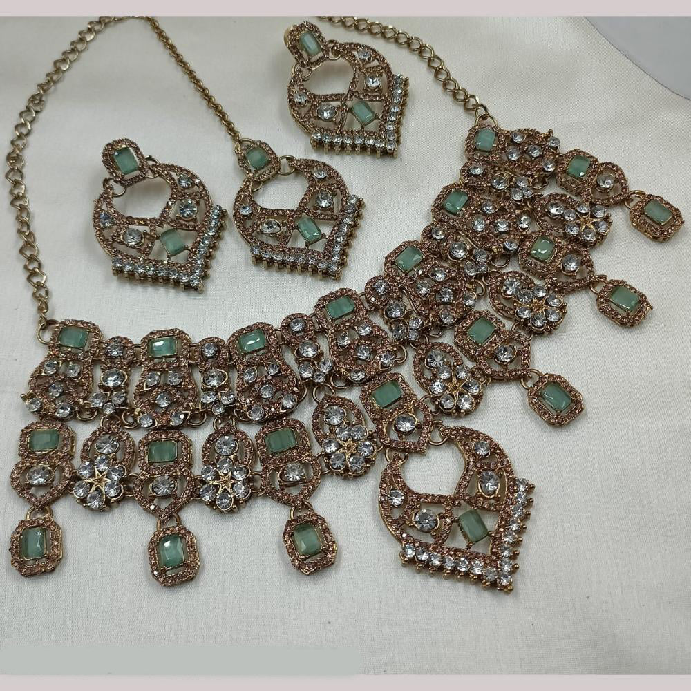 NAFJ Copper Gold Plated Crystal Stone Necklace Set