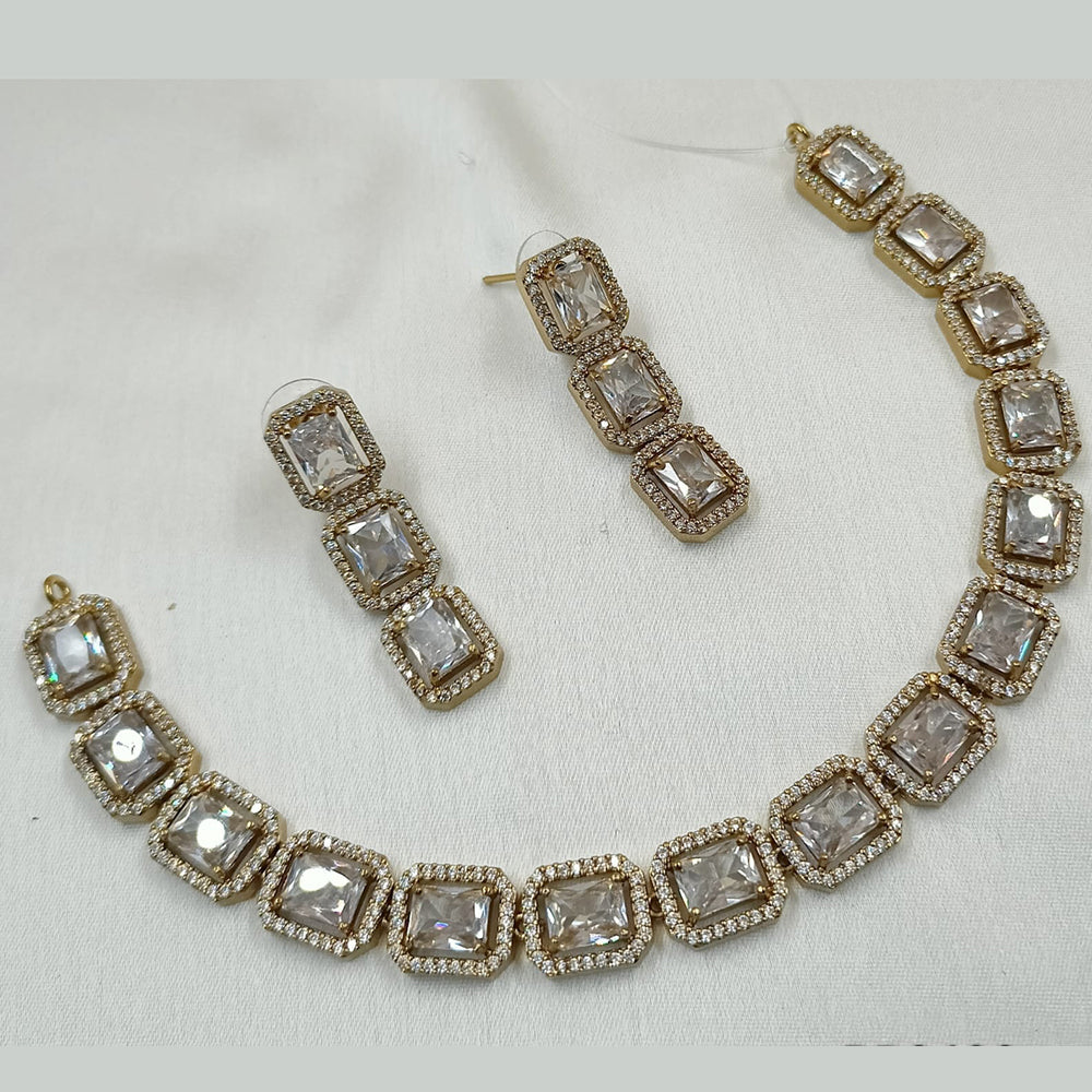 NAFJ Mehndi Plated American Diamond Necklace Set