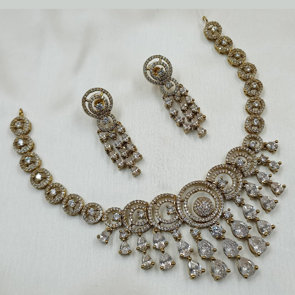 NAFJ Mehndi Plated American Diamond Necklace Set