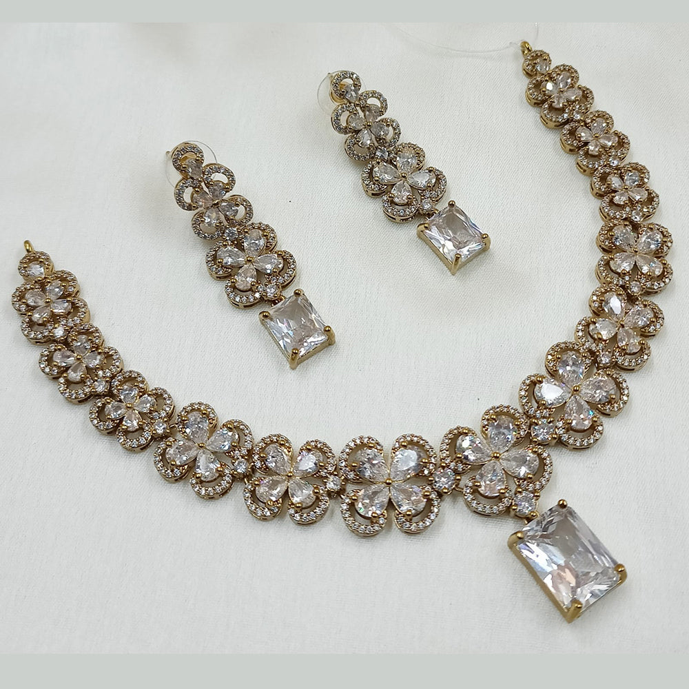 NAFJ Mehndi Plated American Diamond Necklace Set