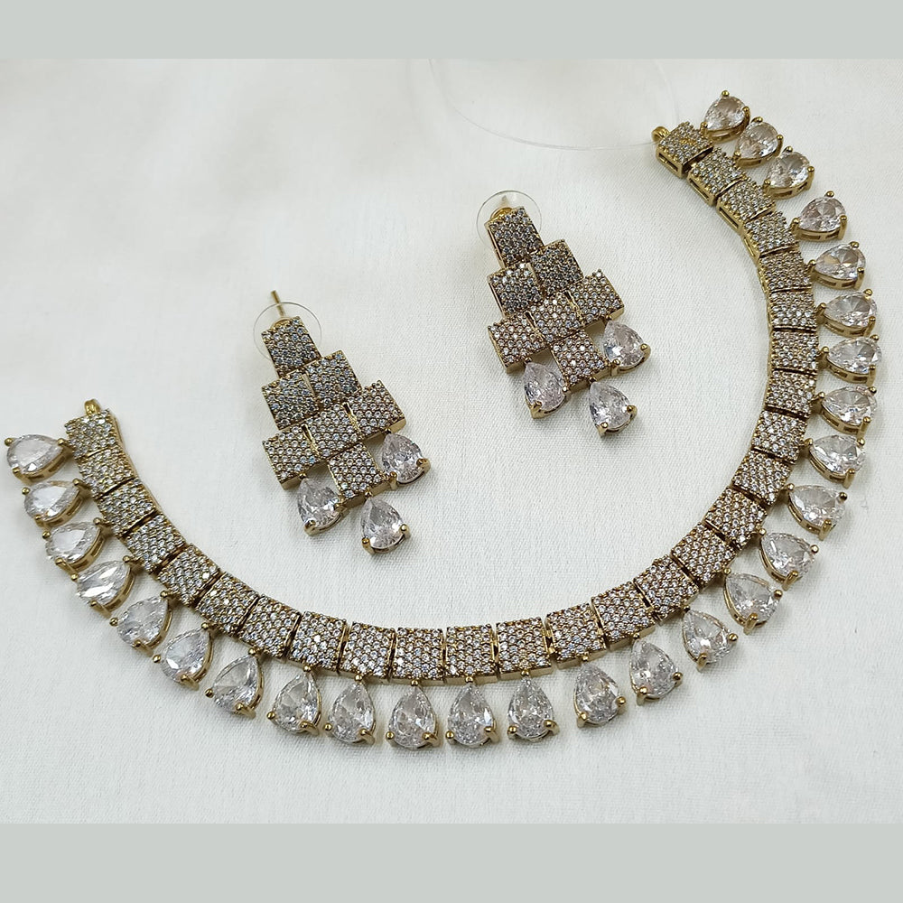 NAFJ Mehndi Plated American Diamond Necklace Set