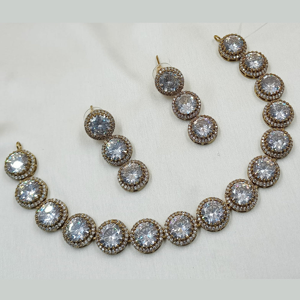 NAFJ Mehndi Plated American Diamond Necklace Set