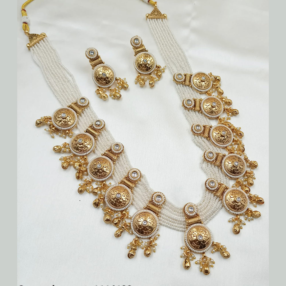 NAFJ Copper Gold Plated Pota Stone Necklace Set