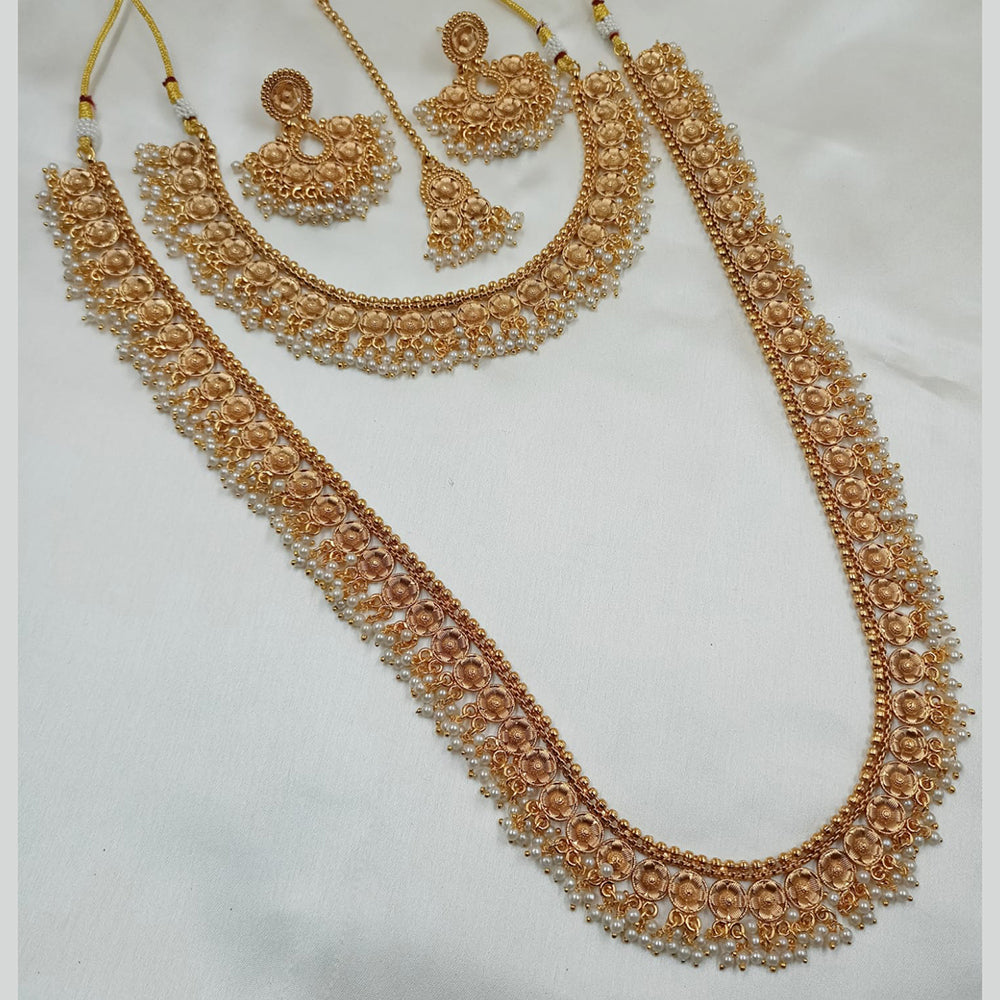 NAFJ Gold Plated Pearl Necklace Combo