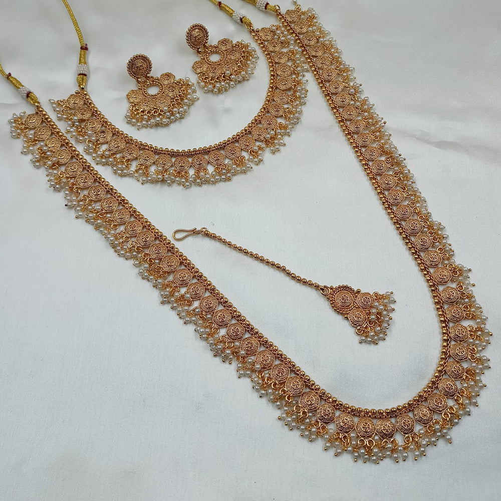 NAFJ Gold Plated Pearl Necklace Combo