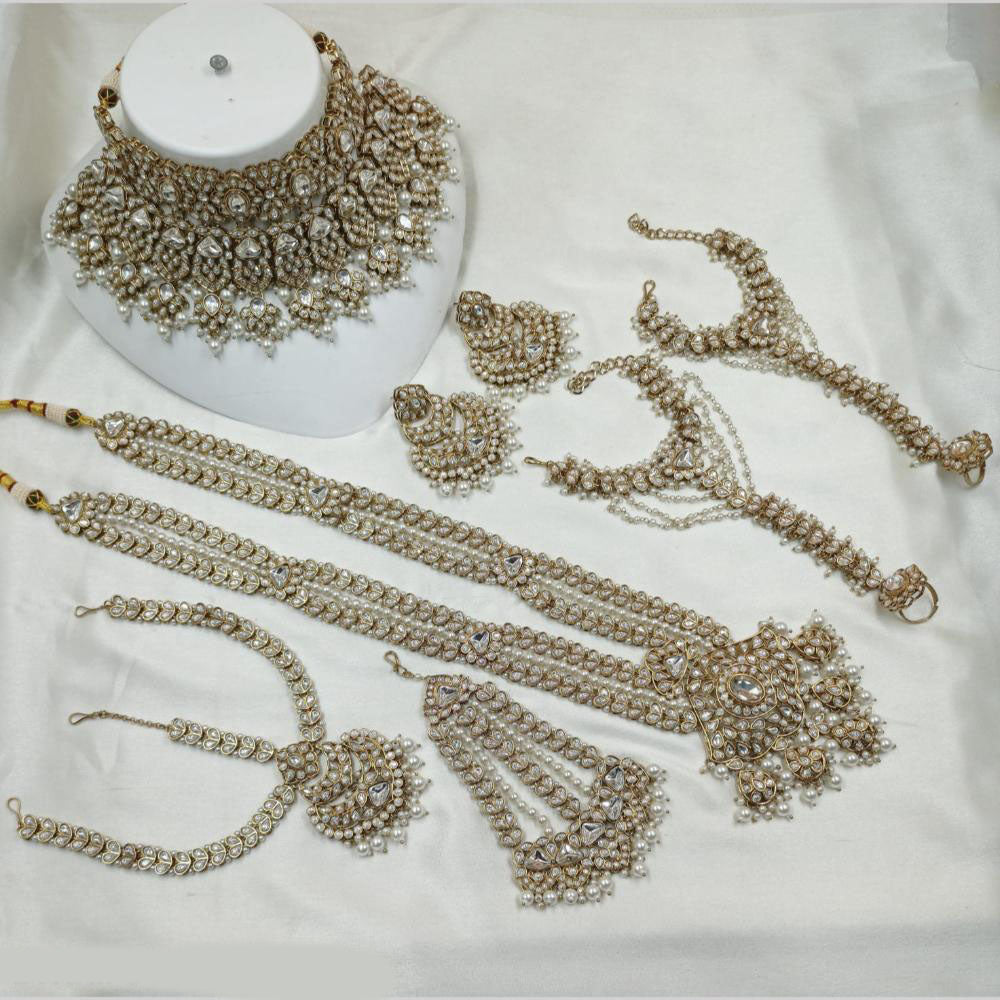 NAFJ Gold Plated Crystal Stone Bridal Set
