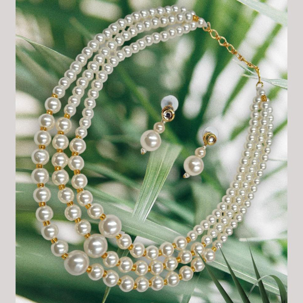 NAFJ Gold Plated Pearl Necklace Set