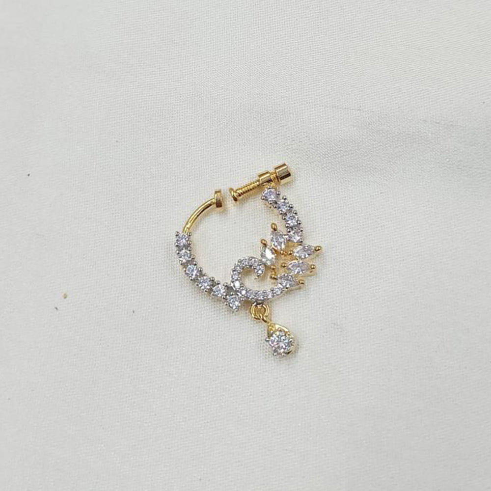 NAFJ Gold Plated Austrian Stone Nose Ring