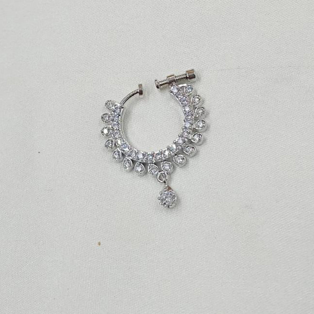 NAFJ Silver Plated Austrian Stone Nose Ring
