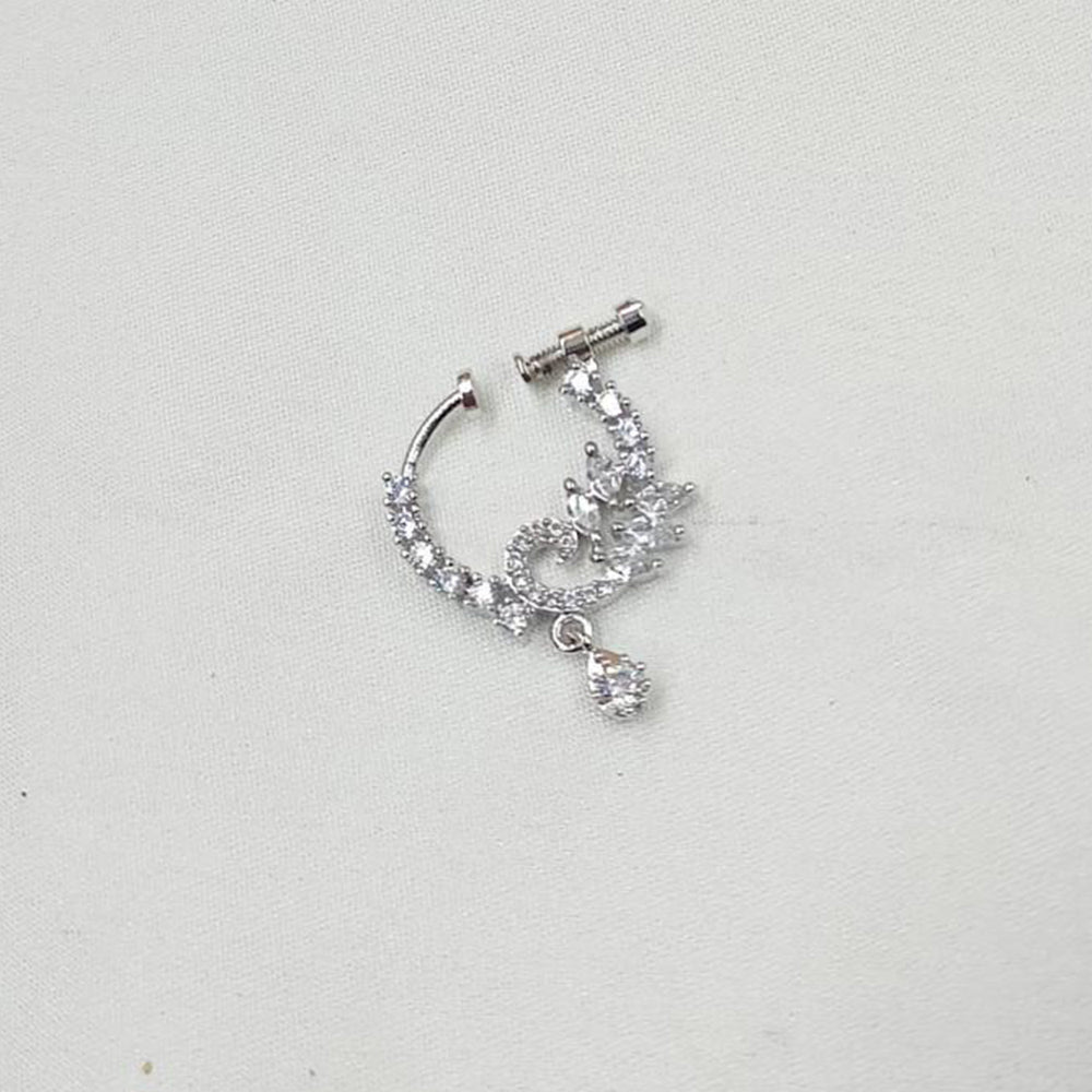 NAFJ Silver Plated Austrian Stone Nose Ring
