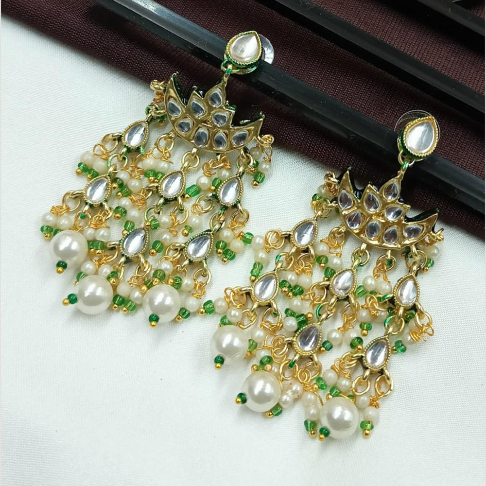 NAFJ Designer Kundan Pearl Beads Dangler Earrings for Women