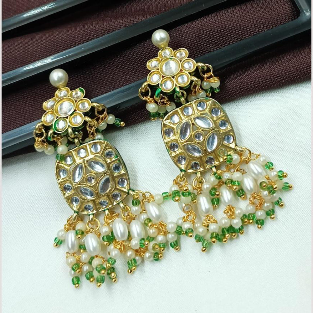NAFJ Designer Kundan Pearl Beads Dangler Earrings for Women