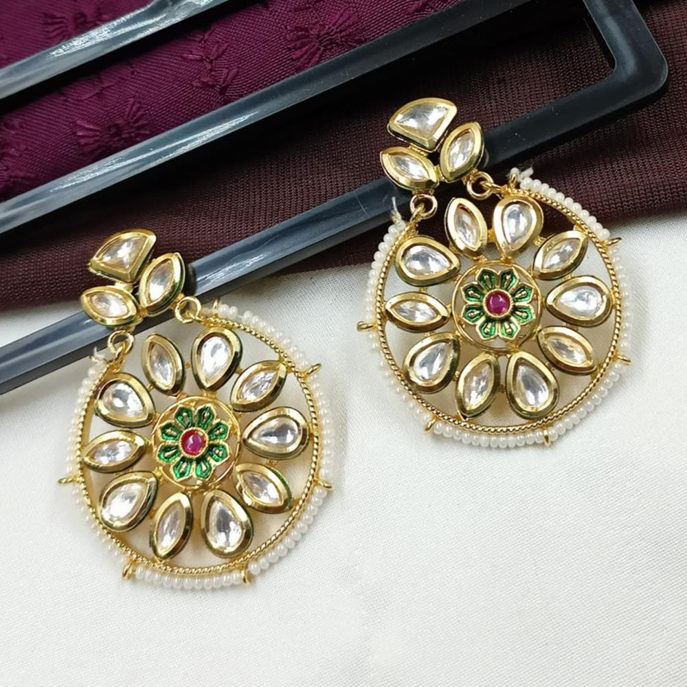 NAFJ Designer Kundan Pearl Beads Dangler Earrings for Women