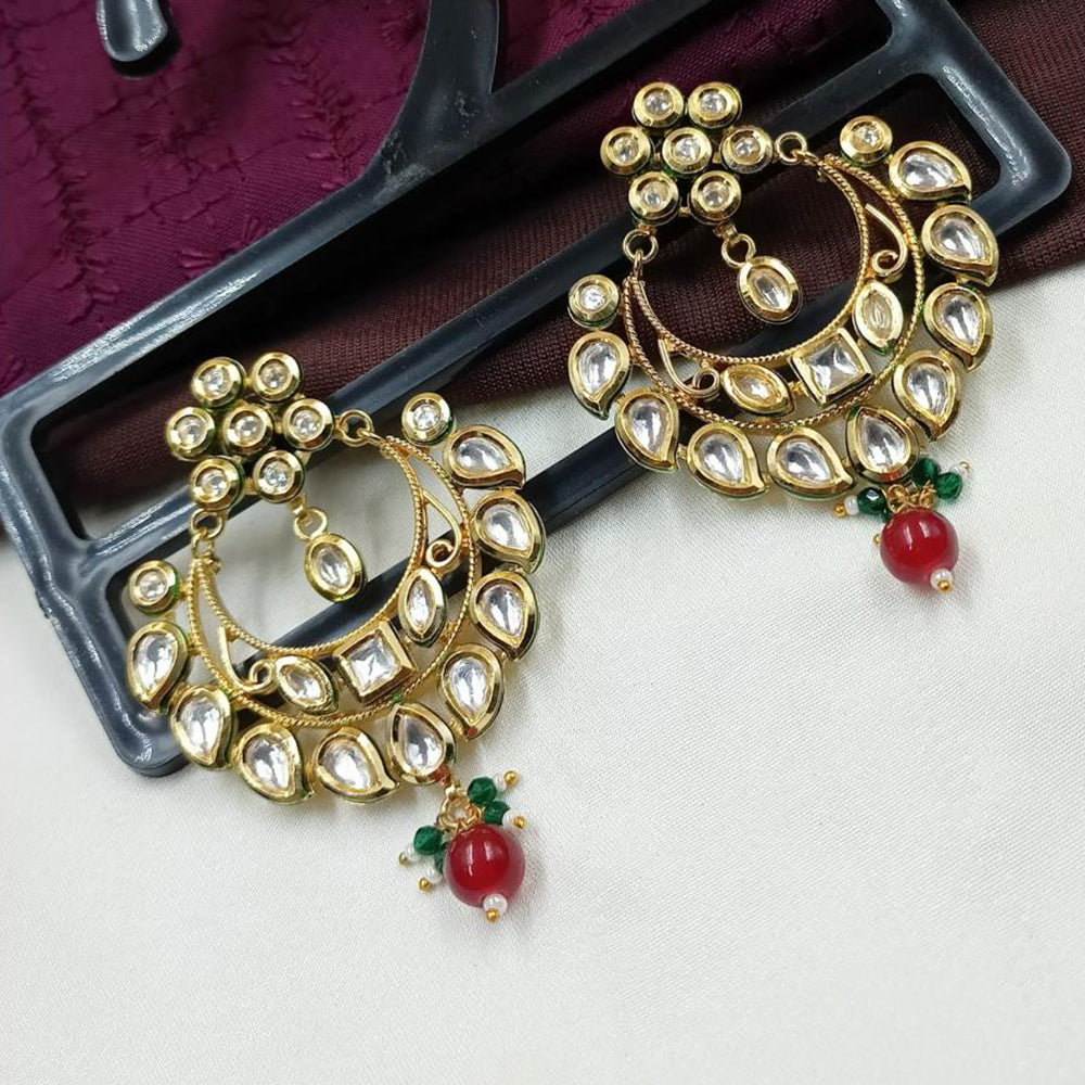 NAFJ Designer Kundan Pearl Beads Dangler Earrings for Women
